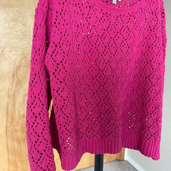 Lucky Brand Fuchsia Pink eyelet sweater - Picture 3 of 4